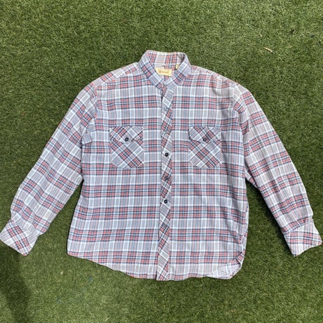 [USED] 80's ネルshirts バンドカラー