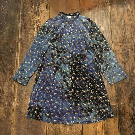 [USED] 花と夜空色のすてきなベロアワンピース