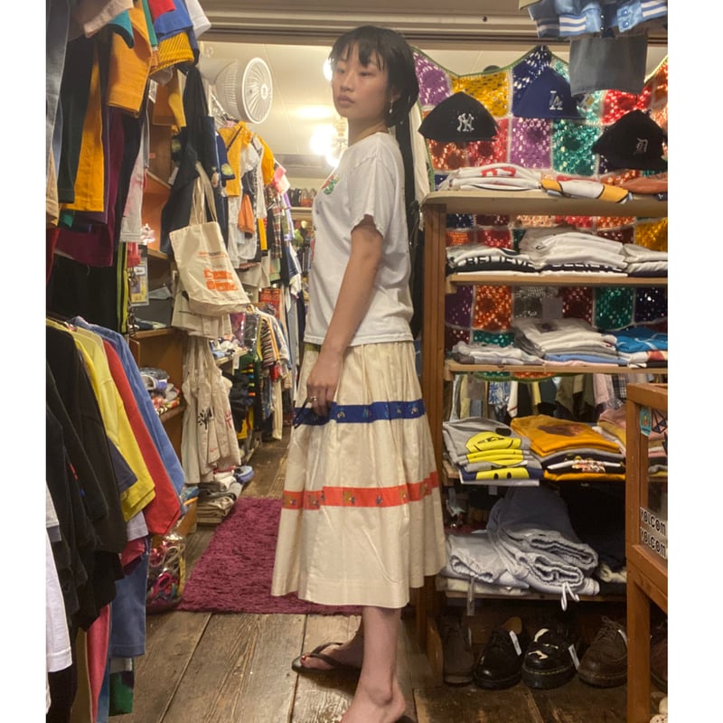 お*茶様 ホロスコープ long スカート USED] vintage お花テープの ロングスカート | garden730