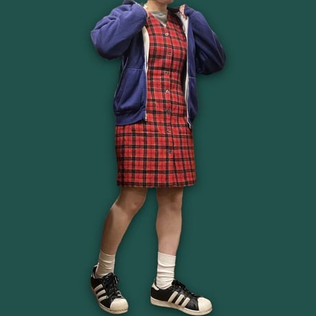 [USED] チェック柄 WOOLジャンパースカート