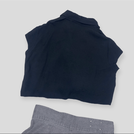 [USED] クロップドBLACKレーヨン開襟シャツ