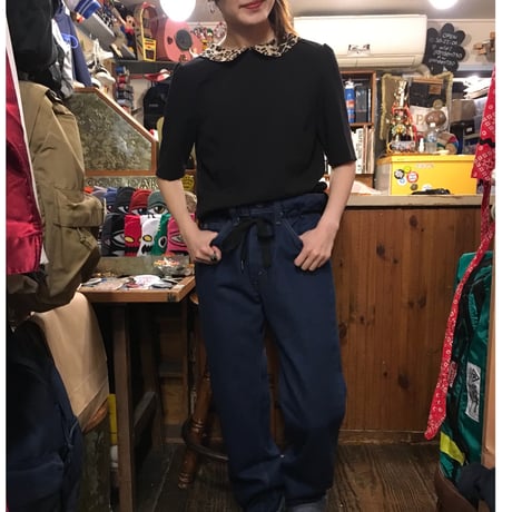 [USED] BLACK × レオパード TOPS