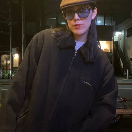 [USED]ボア襟 BLACK WOOL コート　JKT