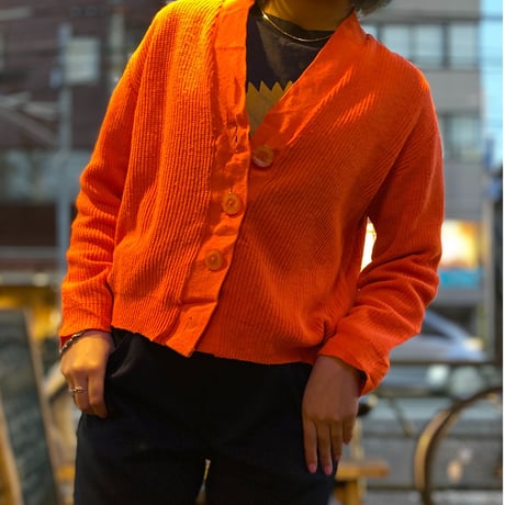 [USED] VividOrange🍊ショート丈カーディガン
