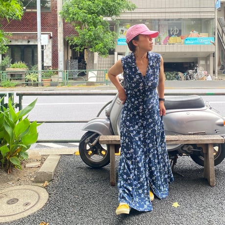 [USED]花柄レーヨン ノースリーブ ワンピース