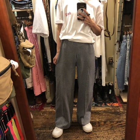 [USED] 70's EURO ギンガムチェックPOLY PANTS♡