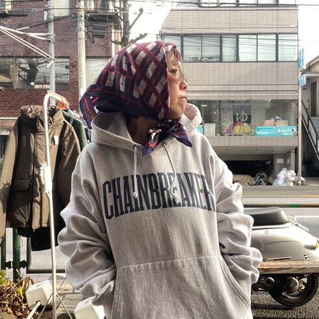 [USED] vintage 柄物スカーフ NAVY/RED