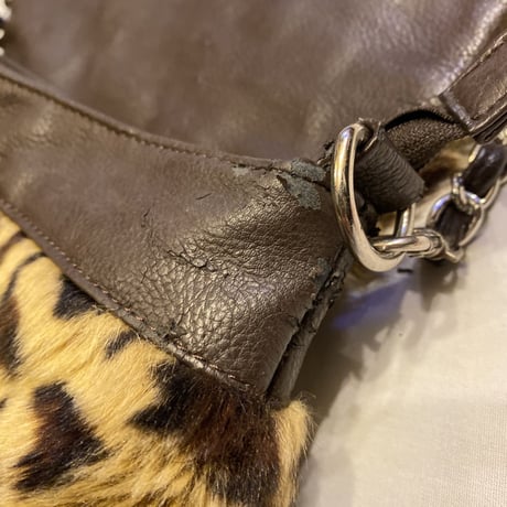 [USED] leopard fur shoulder bag♡