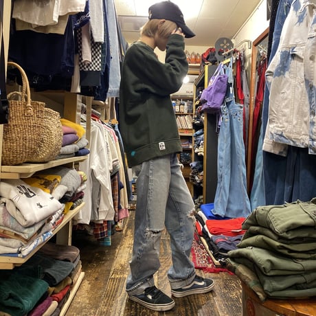 [USED] "CHUMS" OLIVE-GREEN SWEAT！