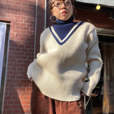 [USED] vintage タートル リブニット