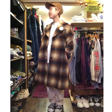 [USED] 渋めBROWNチェック柄 COAT