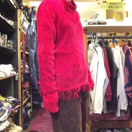 [USED] フリンジ付き タートルセーター