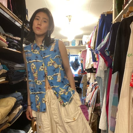 [USED]ノースリーブ"ビール"アロハ🏝️