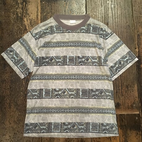 [USED] 民族っぽい柄の ボーダーTee