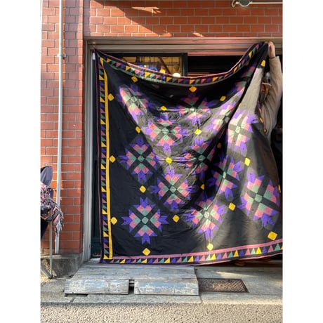 [USED] キルティング ラグ BLK/PPL 190×190cm