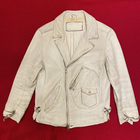 [USED] WHITE REAL LEATHER JACKET♡