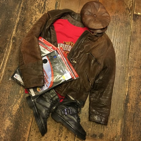[USED] real leatherのフード付JKT