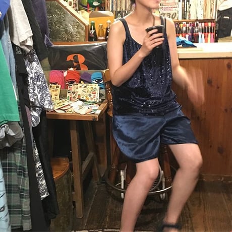 [USED] made in USA. 月&星 ベロア調キャミ