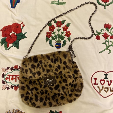 [USED] leopard fur shoulder bag♡