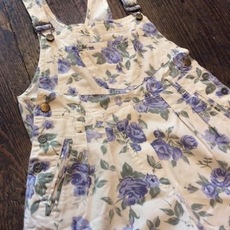 [USED] 花柄Cottonショートオーバーオール