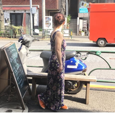 [USED] ノースリーブ花柄レーヨンワンピース
