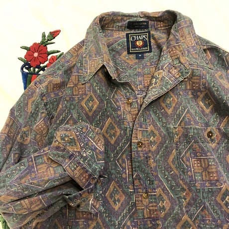 [USED] "CHAPS" Ralph Lauren ステキ柄 B.D.シャツ