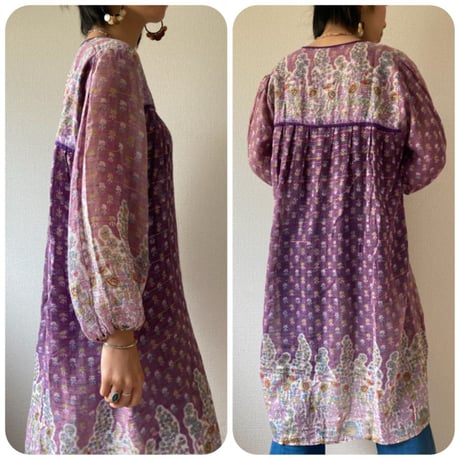[USED]  vintage インド綿ワンピース