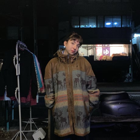 [USED] WOOL&LEATHER 柄ハーフコート