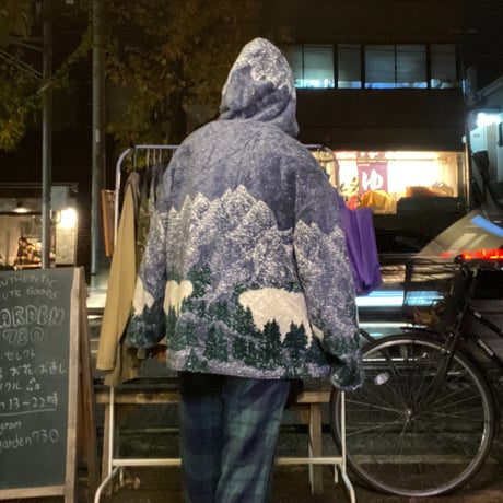 [USED]  雪山柄リバーシブル フリースパーカー