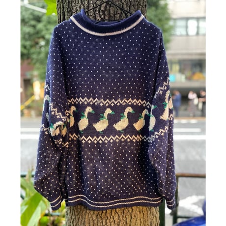 [USED] アヒル柄ロールネックKNIT