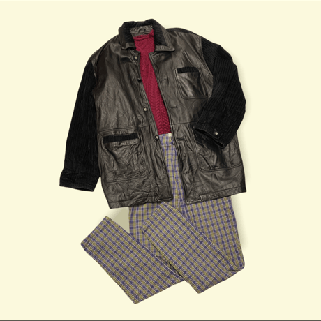 [USED] LEATHER×CORDUROY♡ LONG JKT