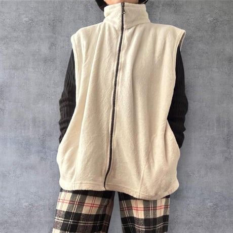 [USED] White フリースZIP ベスト