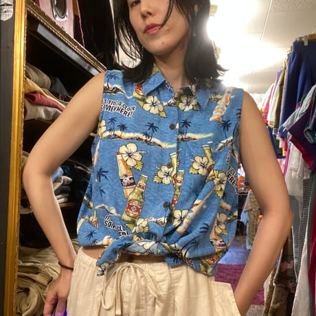 [USED]ノースリーブ"ビール"アロハ🏝️