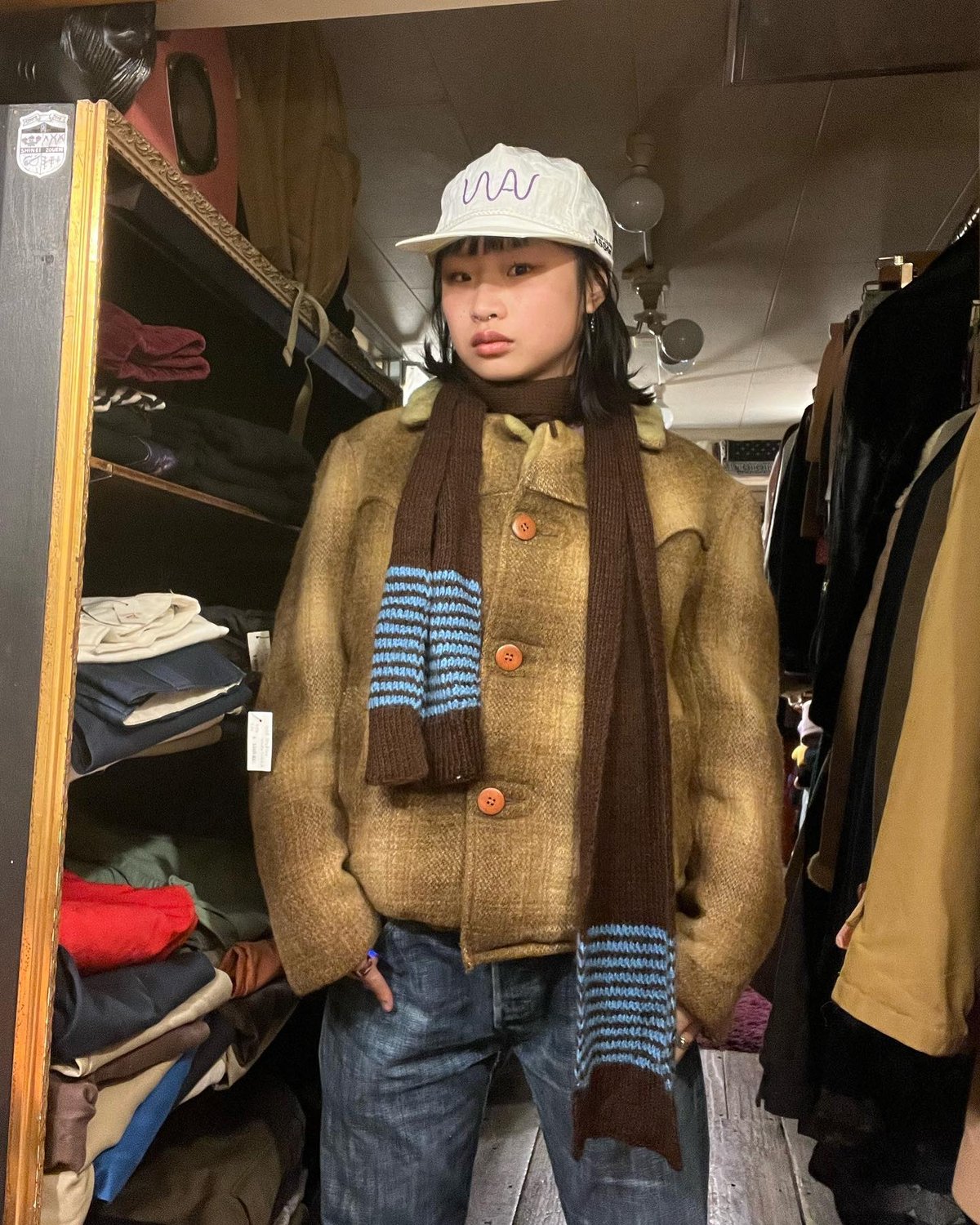 cityboy oldgap パープルボーダーマフラー ノームコア テック