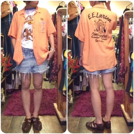 [USED] オレンジ色のレーヨンシャツ