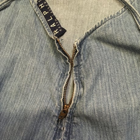 [USED]  RALPH LAURENレースアップデニムワンピース