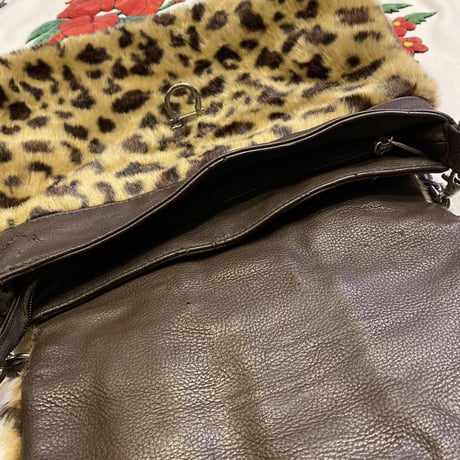 [USED] leopard fur shoulder bag♡