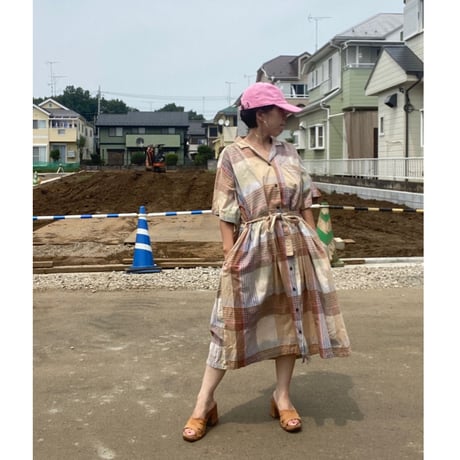 [USED] フロントボタンCOTTON チェックワンピース