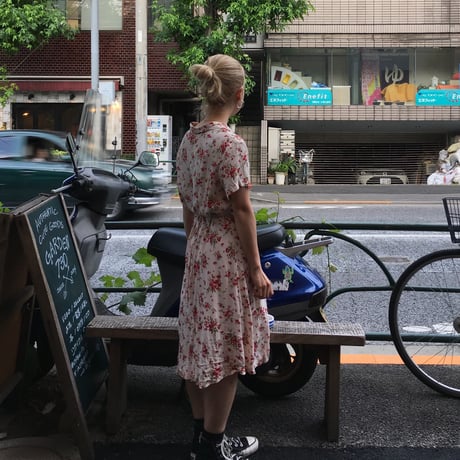 [USED] 開襟シャツの花がらワンピース