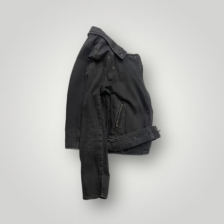 [USED] black denimライダースJKT