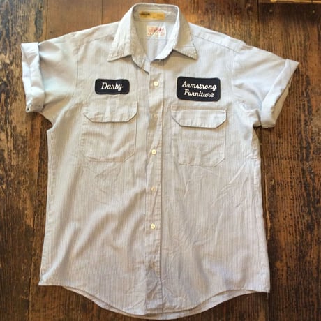 [USED] US WORK SHIRTS!! 水色ストライプ