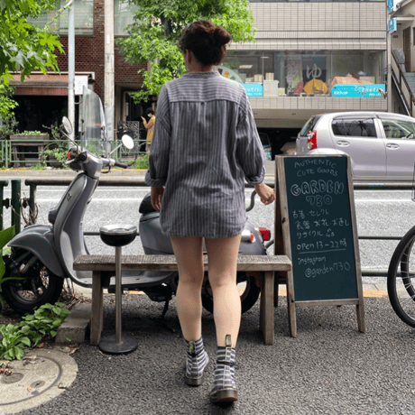 [USED] ストライプ ガーゼ SHIRTS/トグルボタン