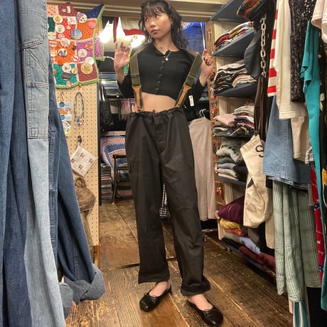 [DEADSTOCK]  東ドイツ サスペンダー付military PANTS