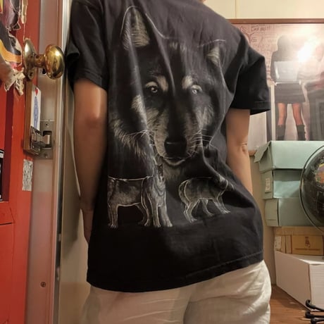 [USED]  両面 オオカミ🐺🔥 プリント Tee