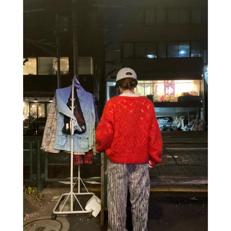 [USED] RED❤️モヘアニットカーディガン