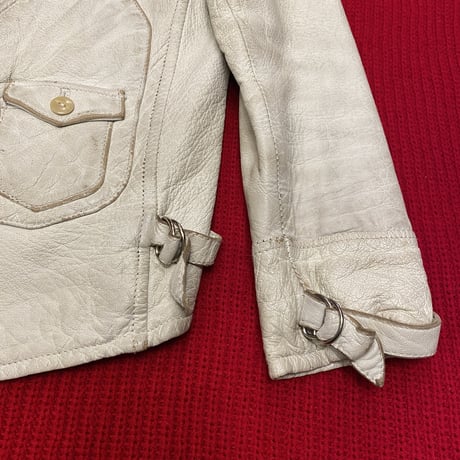 [USED] WHITE REAL LEATHER JACKET♡