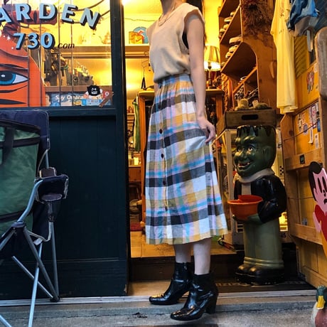 [USED] チェック柄 フロントボタン SKIRT♡