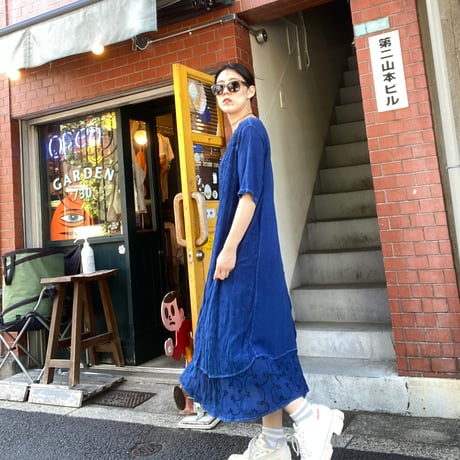 [USED] インディゴブルー刺繍ワンピース