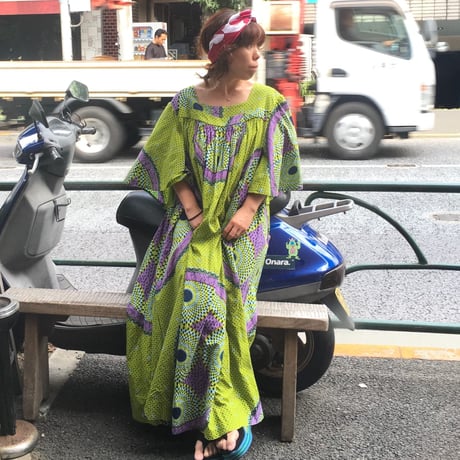 [USED]  アフリカン柄ロングワンピース
