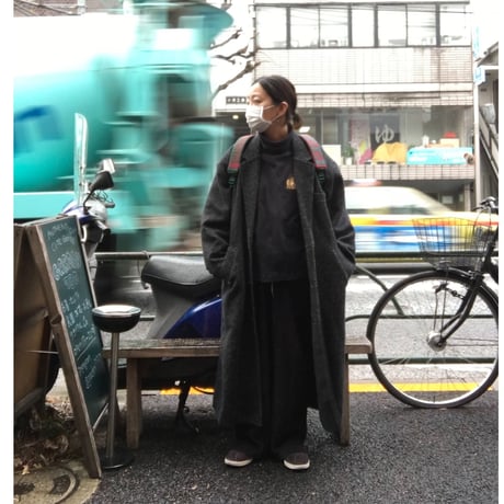 [USED] WOOL ヘリンボーン ネップ ロングコート